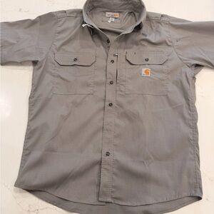 Carhartt Force Short Sleeve Button Up Work Shirt Gray Utility Ripstop Men’s L